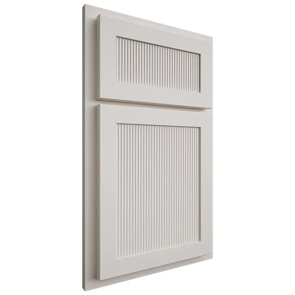 Shiloh Cabinetry Partial Overlay Reeded Malibu Paintable Eggshell Door