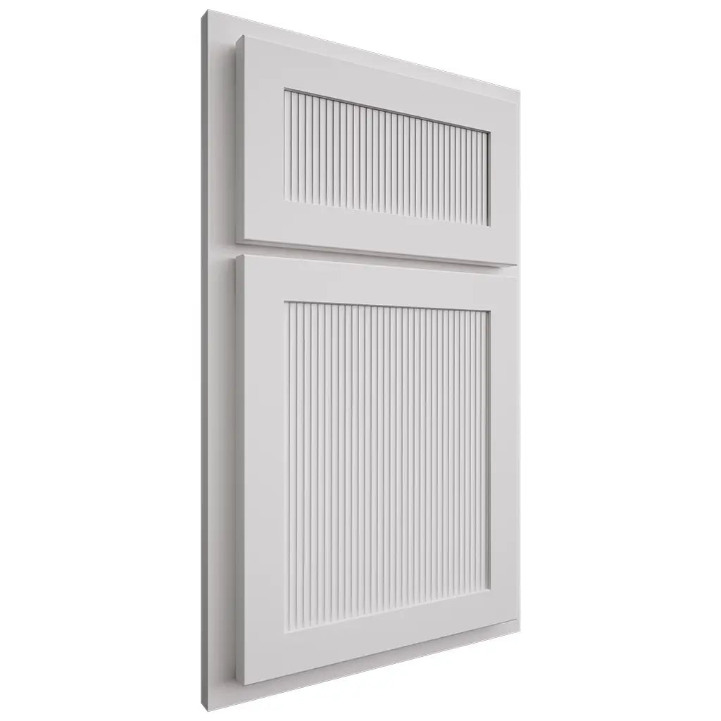 Shiloh Cabinetry Partial Overlay Reeded Malibu Paintable Polar Door