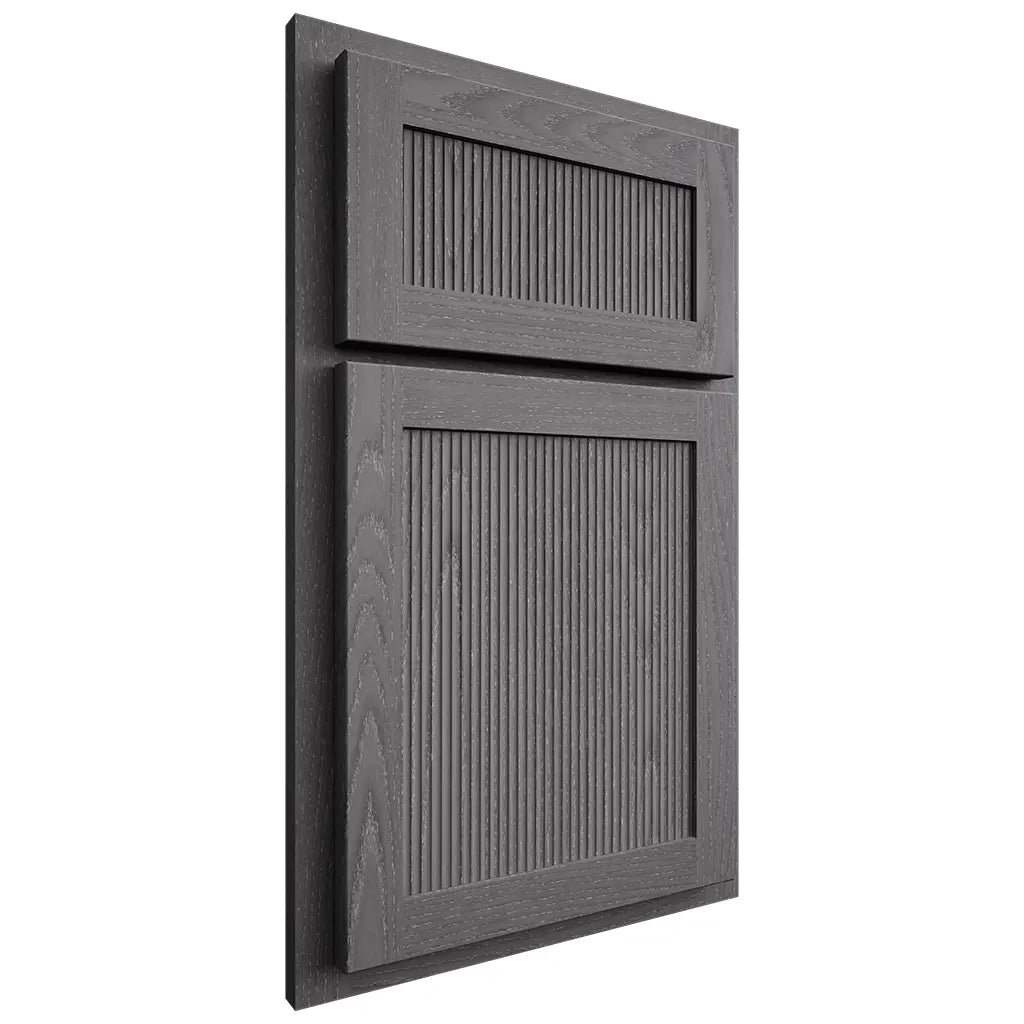 Shiloh Cabinetry Partial Overlay Reeded Malibu Red Oak Plain Cut Cadet Door