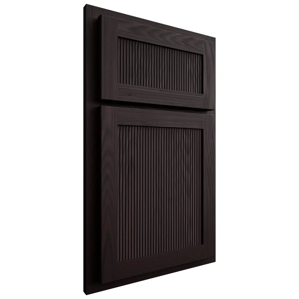 Shiloh Cabinetry Partial Overlay Reeded Malibu Red Oak Plain Cut Espresso Door