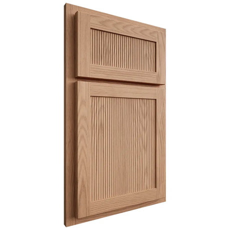Shiloh Cabinetry Partial Overlay Reeded Malibu Red Oak Plain Cut Natural Door