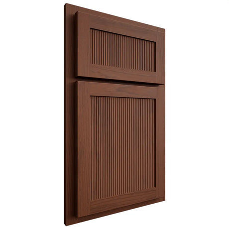Shiloh Cabinetry Partial Overlay Reeded Malibu Walnut Plain Cut Rye Door