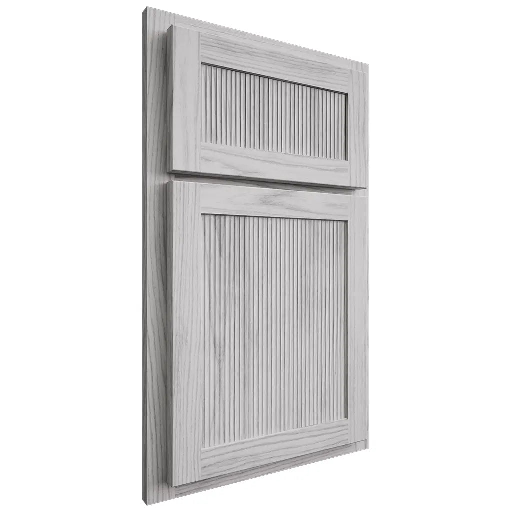 Shiloh Cabinetry Partial Overlay Reeded Malibu Walnut Plain Cut Stratus Door