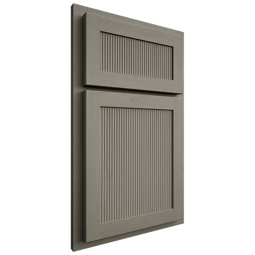 Shiloh Cabinetry Partial Overlay Reeded Malibu Walnut Plain Cut Thyme Door