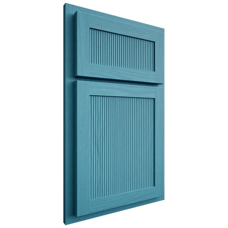 Shiloh Cabinetry Partial Overlay Reeded Malibu White Oak Plain Cut Aqua Door