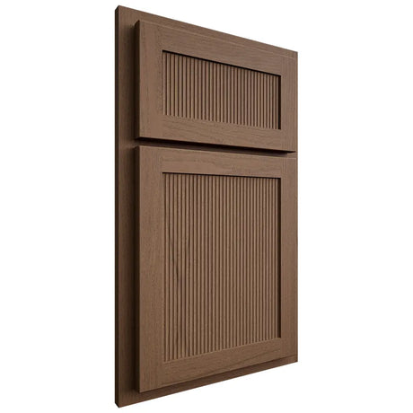Shiloh Cabinetry Partial Overlay Reeded Malibu White Oak Plain Cut Autumn Door