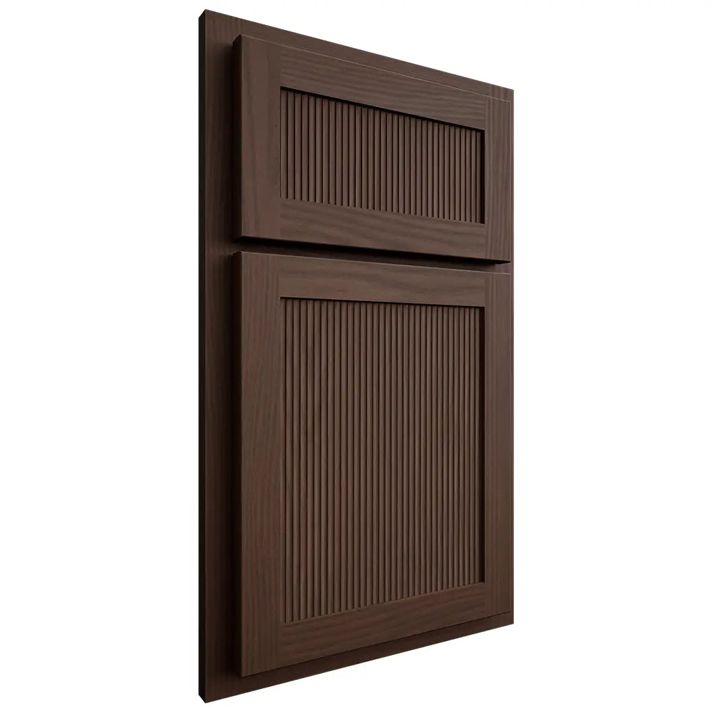 Shiloh Cabinetry Partial Overlay Reeded Malibu White Oak Plain Cut Braun Door