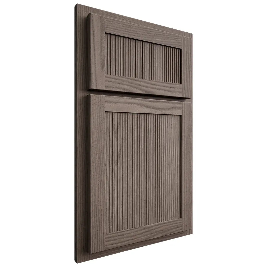 Shiloh Cabinetry Partial Overlay Reeded Malibu White Oak Plain Cut Clay Door