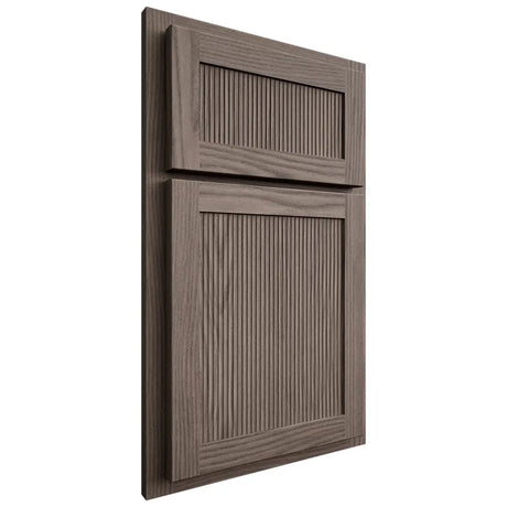 Shiloh Cabinetry Partial Overlay Reeded Malibu White Oak Plain Cut Clay Door