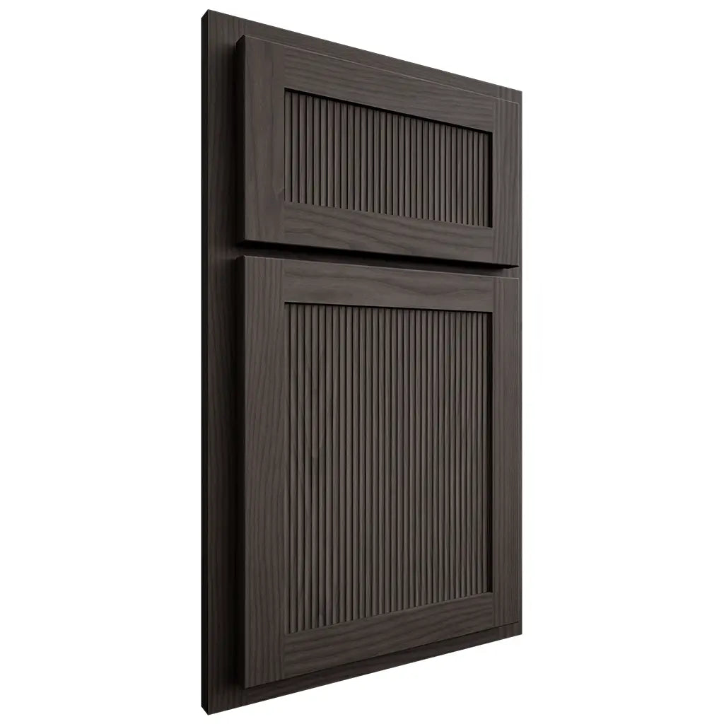 Shiloh Cabinetry Partial Overlay Reeded Malibu White Oak Plain Cut Creekside Door