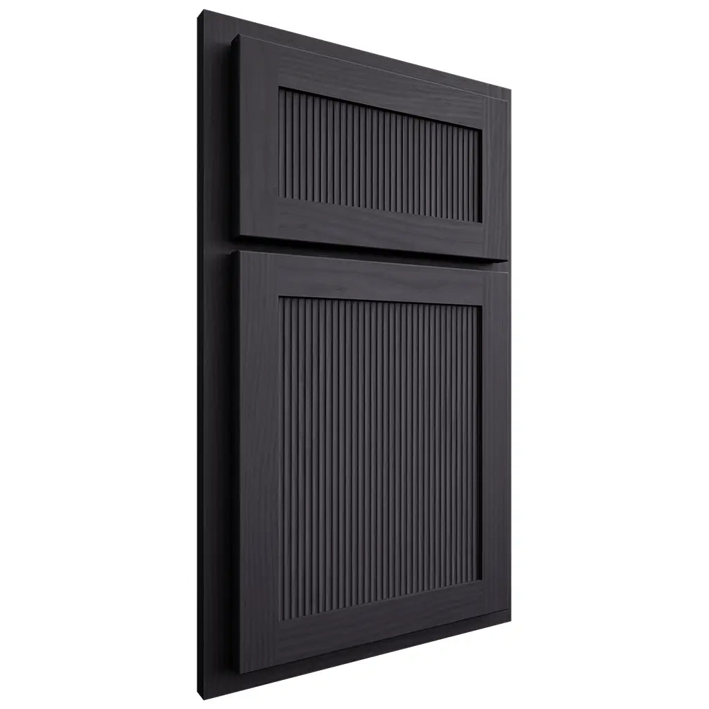 Shiloh Cabinetry Partial Overlay Reeded Malibu White Oak Plain Cut Harbor Door