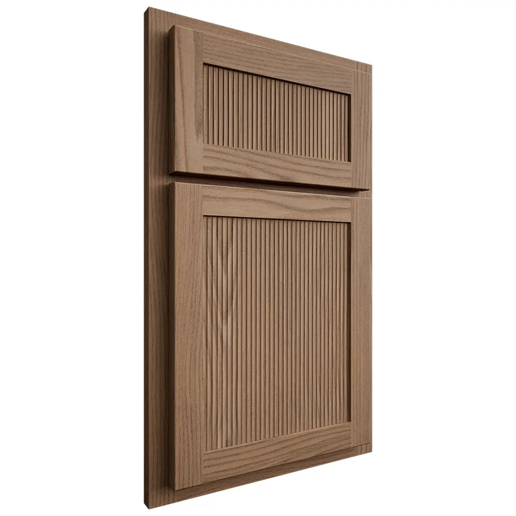 Shiloh Cabinetry Partial Overlay Reeded Malibu White Oak Plain Cut Medium Door