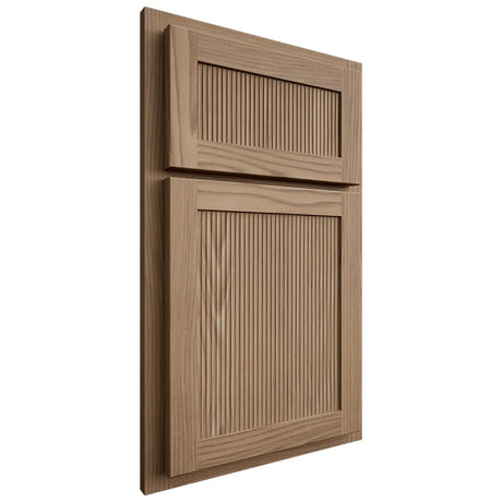 Shiloh Cabinetry Partial Overlay Reeded Malibu White Oak Plain Cut Natural Door
