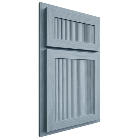 Shiloh Cabinetry Partial Overlay Reeded Malibu White Oak Plain Cut Sky Door