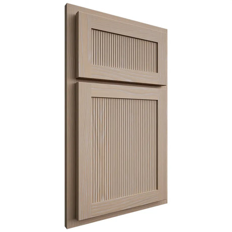Shiloh Cabinetry Partial Overlay Reeded Malibu White Oak Plain Cut Straw Door