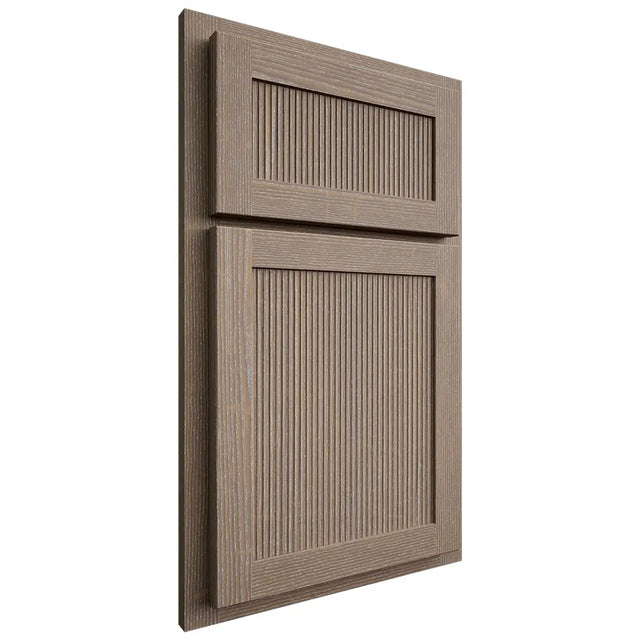 Shiloh Cabinetry Partial Overlay Reeded Malibu White Oak Quarter Sawn Almond Door