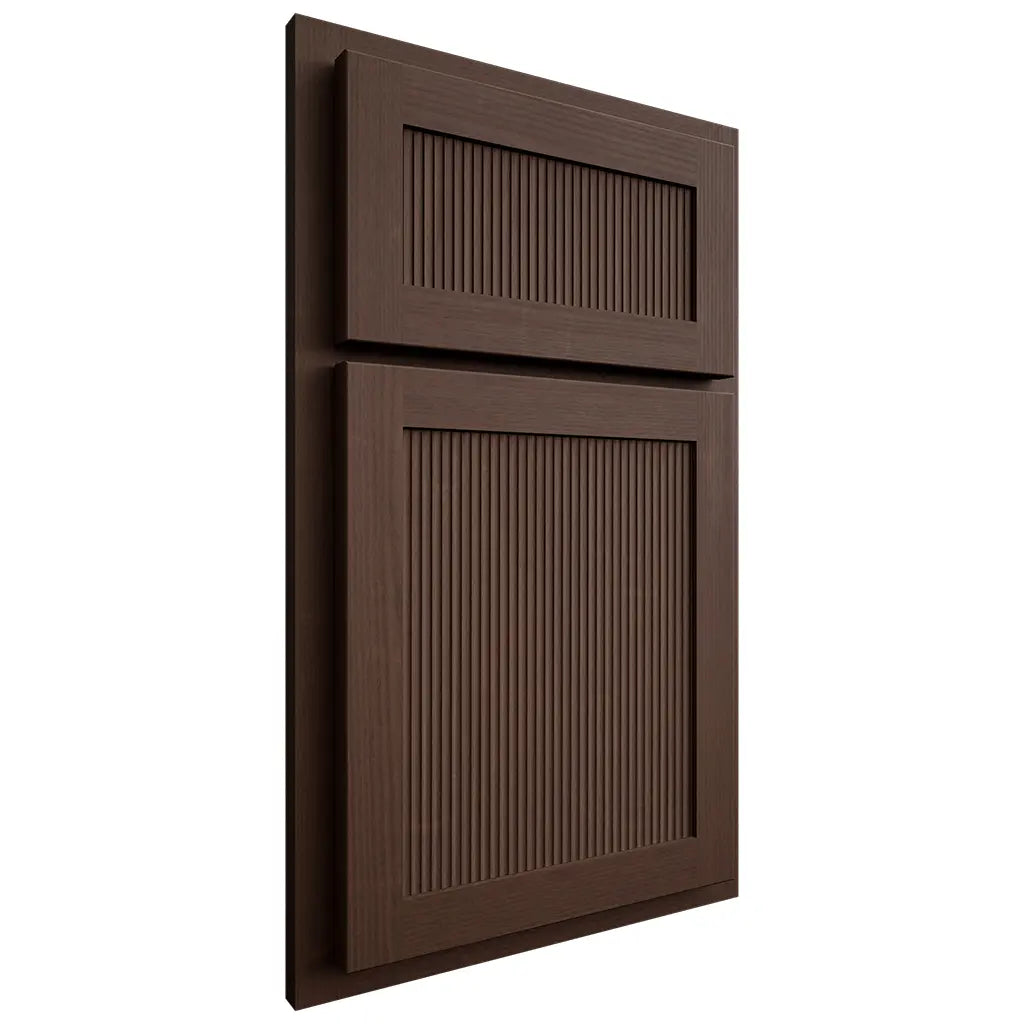 Shiloh Cabinetry Partial Overlay Reeded Malibu White Oak Quarter Sawn Braun Door