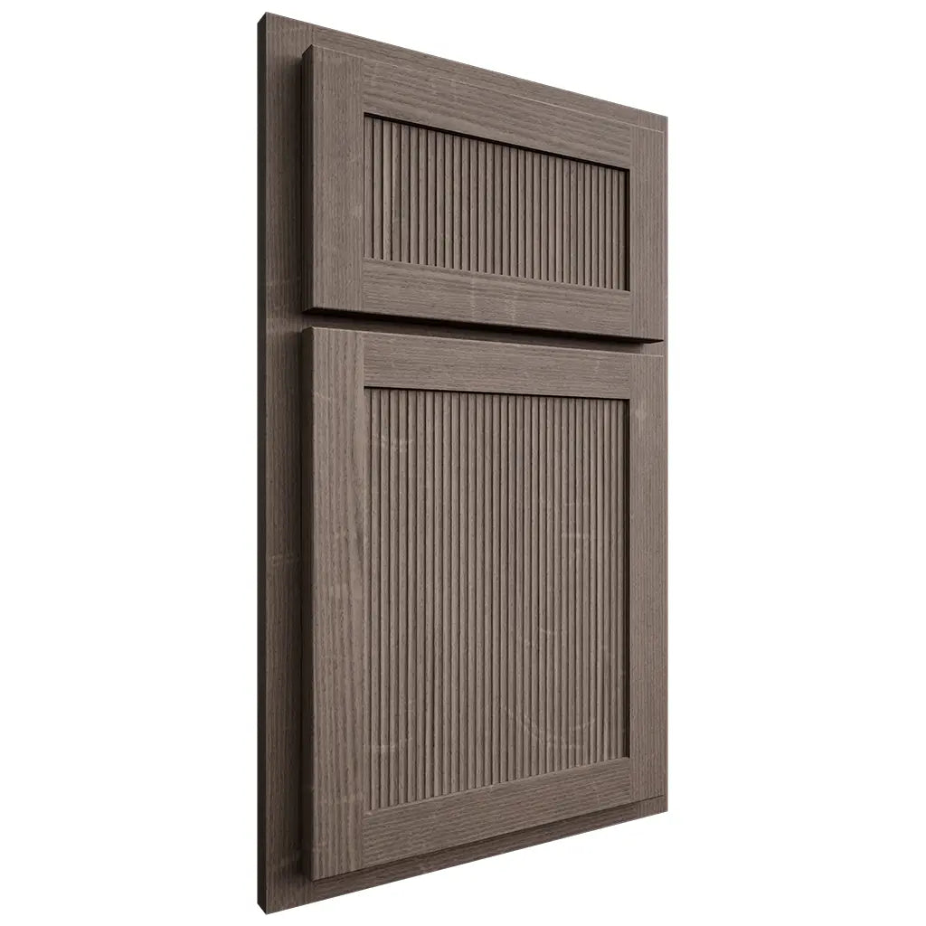 Shiloh Cabinetry Partial Overlay Reeded Malibu White Oak Quarter Sawn Clay Door