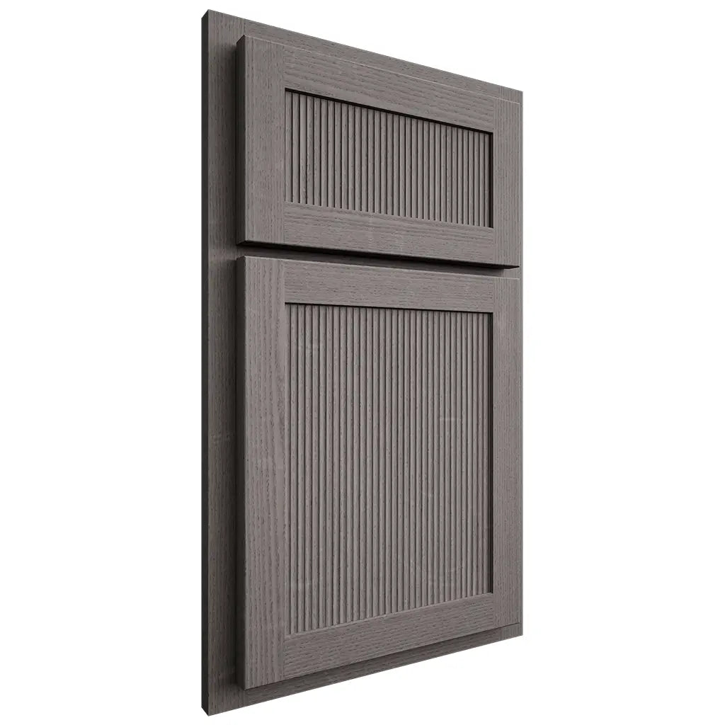 Shiloh Cabinetry Partial Overlay Reeded Malibu White Oak Quarter Sawn Flagstone Door
