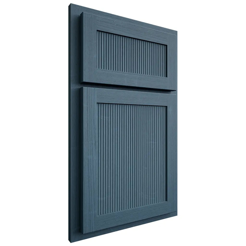 Shiloh Cabinetry Partial Overlay Reeded Malibu White Oak Quarter Sawn Hudson Door