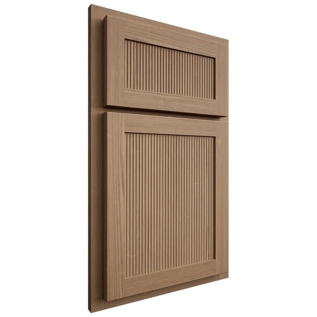 Shiloh Cabinetry Partial Overlay Reeded Malibu White Oak Quarter Sawn Natural Door