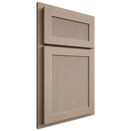 Shiloh Cabinetry Partial Overlay Reeded Malibu White Oak Quarter Sawn Straw Door