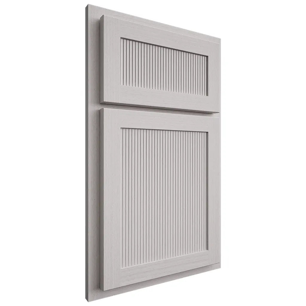 Shiloh Cabinetry Partial Overlay Reeded Malibu White Oak Rift Cut Cotton Door