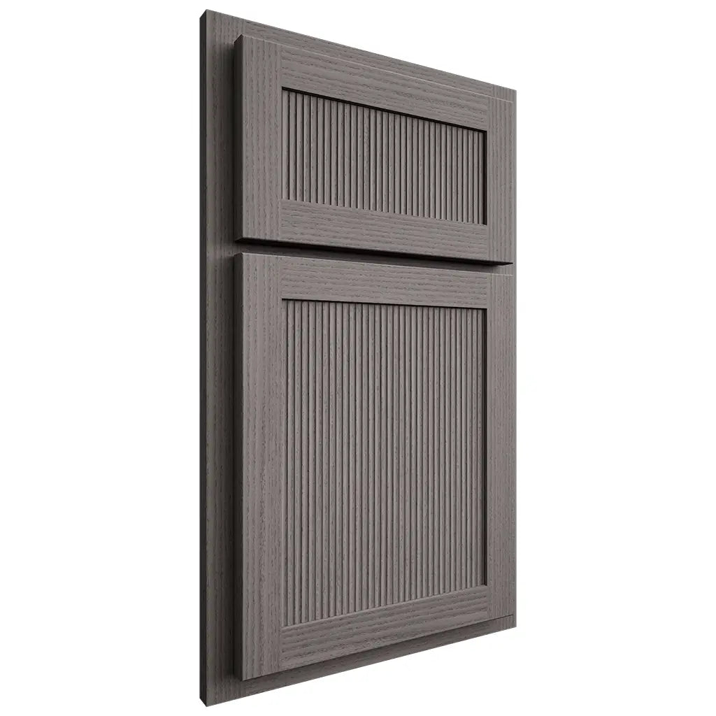 Shiloh Cabinetry Partial Overlay Reeded Malibu White Oak Rift Cut Flagstone Door