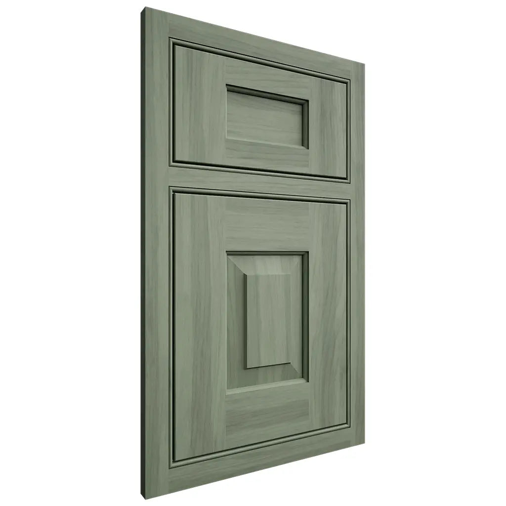 Shiloh Cabinetry Partial Overlay Richmond Hickory Plain Cut Moss Door