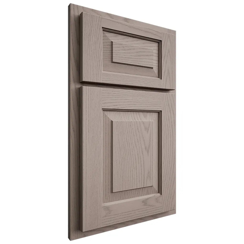 Shiloh Cabinetry Partial Overlay Richmond Red Oak Plain Cut Sterling Door