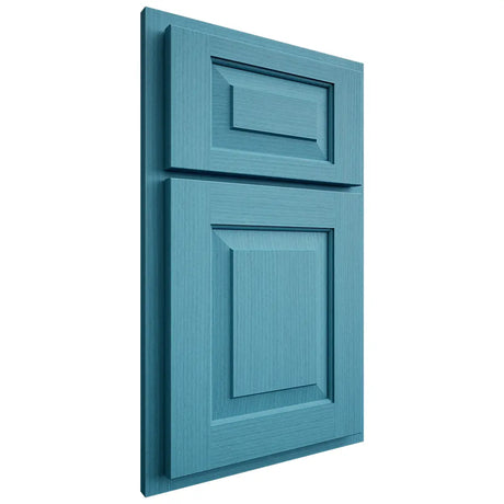 Shiloh Cabinetry Partial Overlay Richmond White Oak Rift Cut Aqua Door