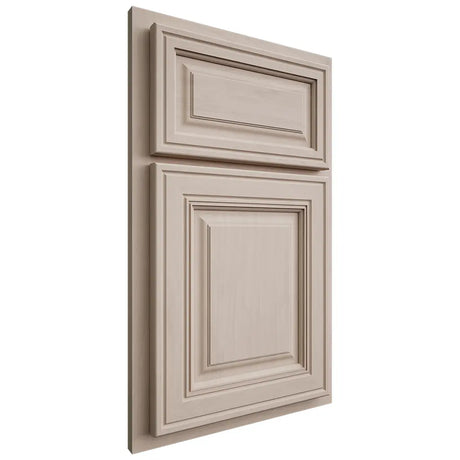 Shiloh Cabinetry Partial Overlay Savannah Alder Plain Cut White Sands Door