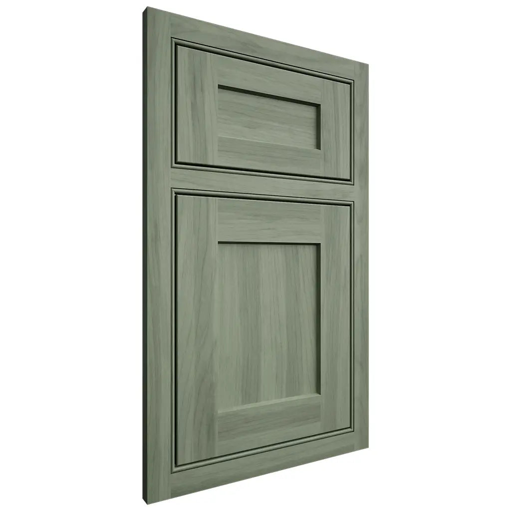 Shiloh Cabinetry Partial Overlay Savannah Hickory Plain Cut Moss Door