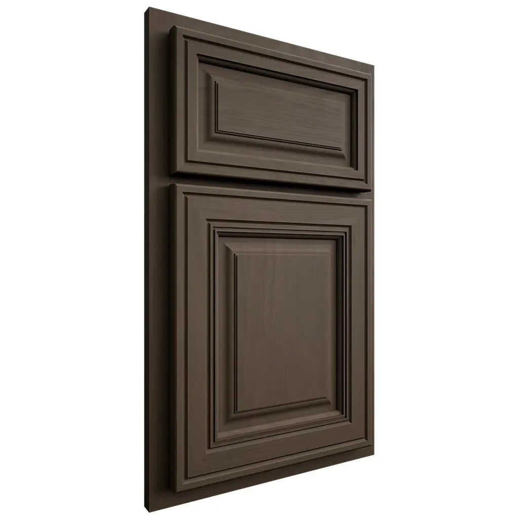 Shiloh Cabinetry Partial Overlay Savannah Maple Plain Cut Perfect Brown Door