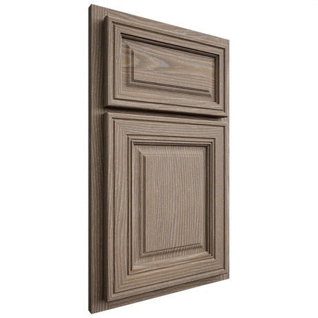 Shiloh Cabinetry Partial Overlay Savannah White Oak Plain Cut Almond Door