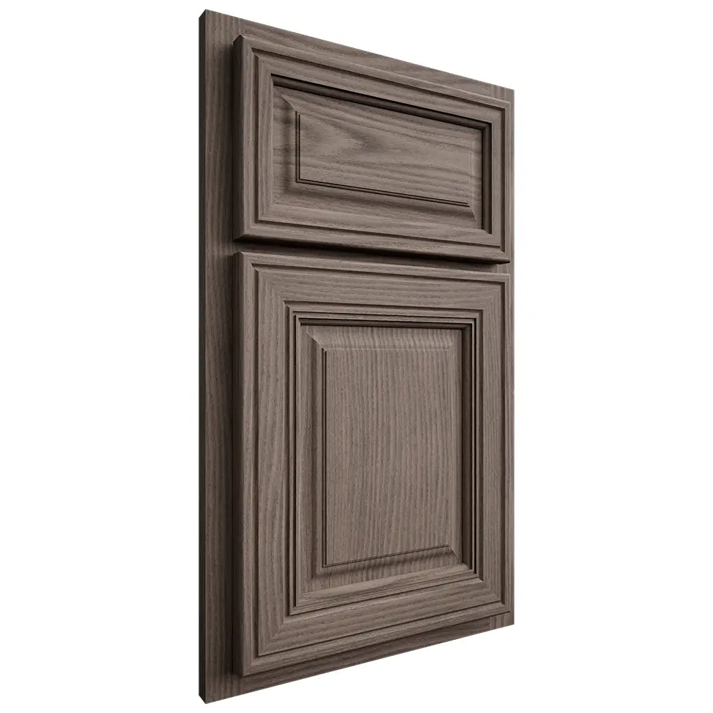 Shiloh Cabinetry Partial Overlay Savannah White Oak Plain Cut Clay Door