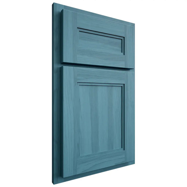 Shiloh Cabinetry Partial Overlay Scottsdale Hickory Plain Cut Aqua Door