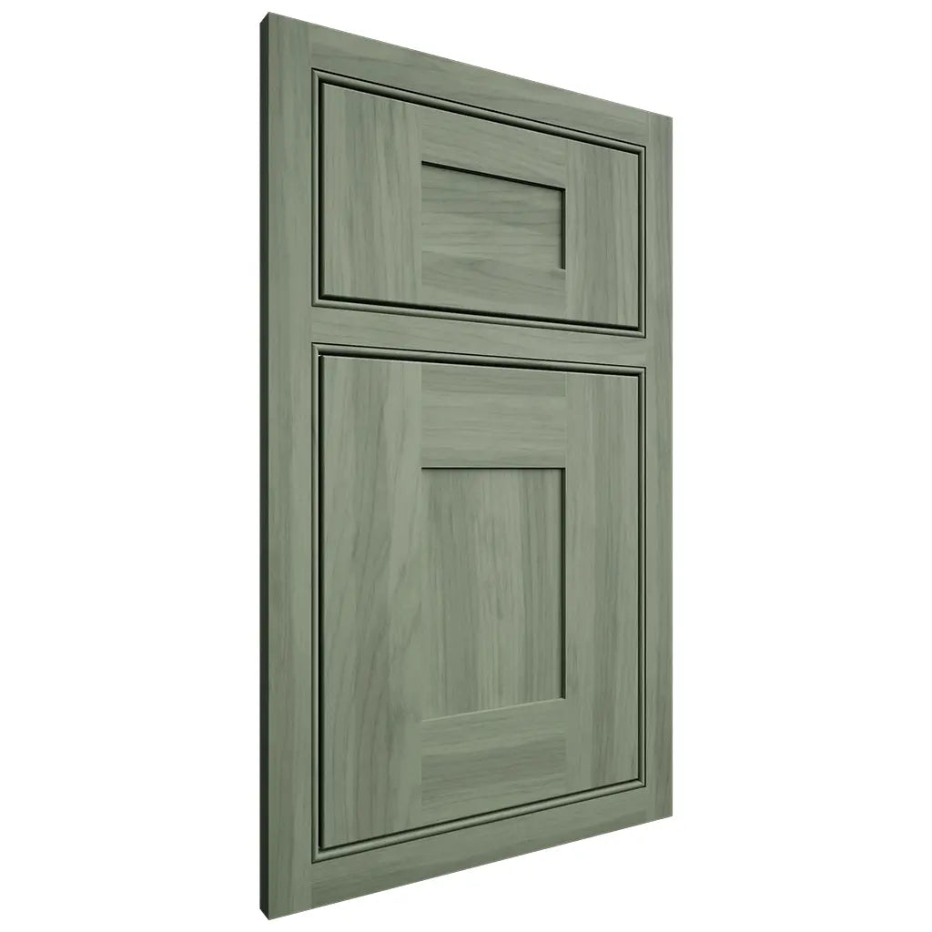 Shiloh Cabinetry Partial Overlay Scottsdale Hickory Plain Cut Moss Door