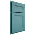 Shiloh Cabinetry Partial Overlay Scottsdale Red Oak Plain Cut Aqua Door