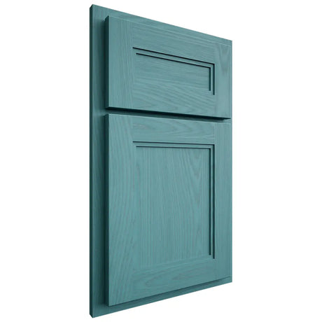 Shiloh Cabinetry Partial Overlay Scottsdale Red Oak Plain Cut Aqua Door
