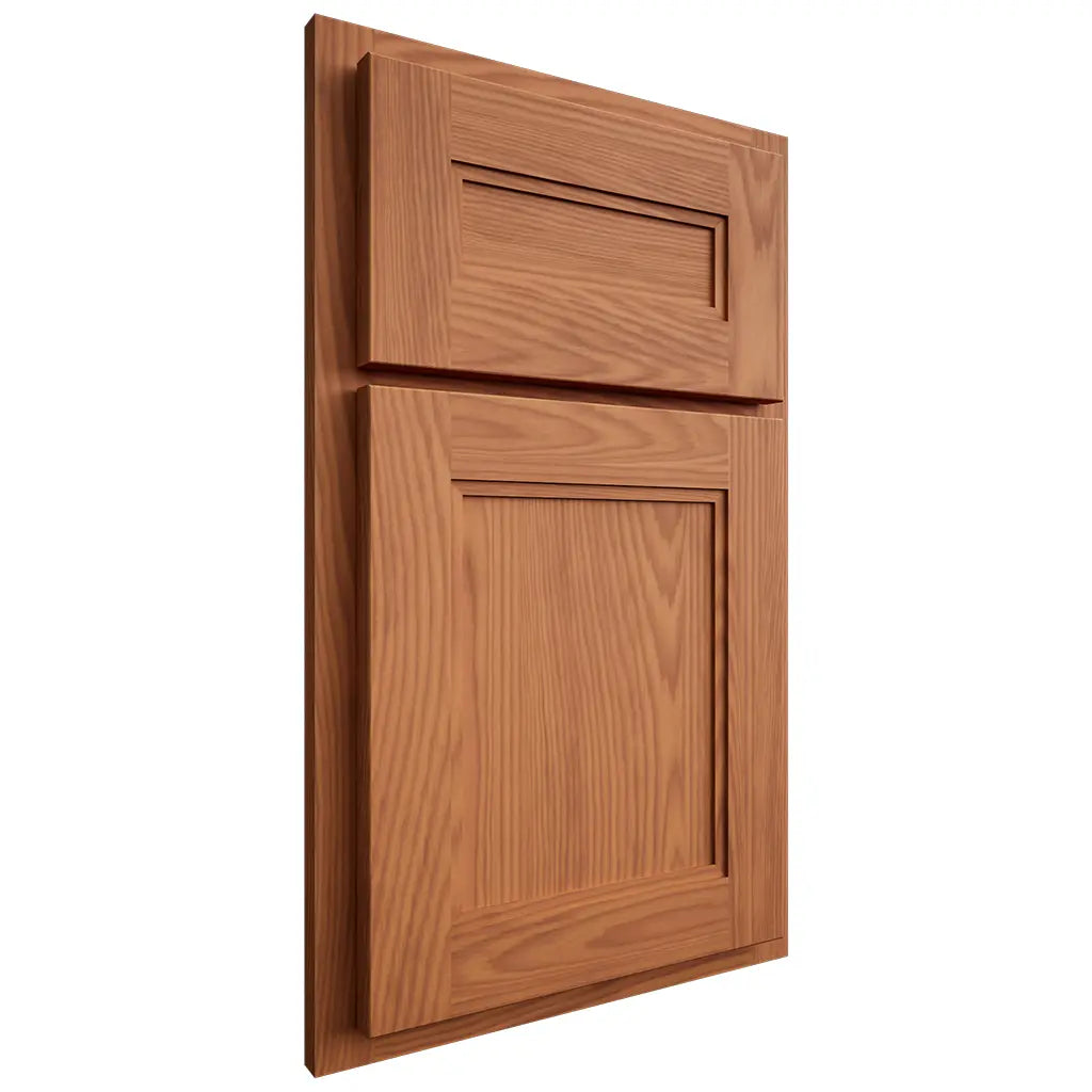 Shiloh Cabinetry Partial Overlay Scottsdale Red Oak Plain Cut Harvest Door
