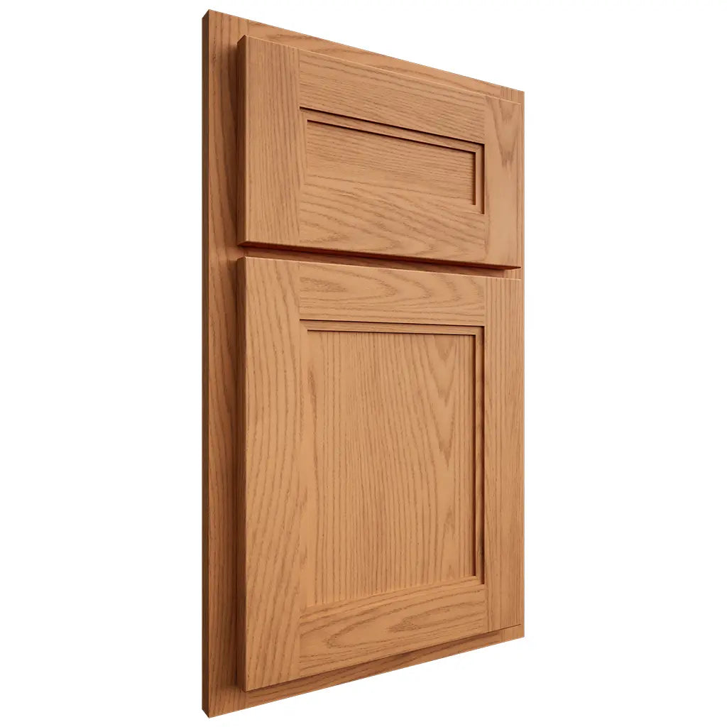 Shiloh Cabinetry Partial Overlay Scottsdale Red Oak Plain Cut Medium Door
