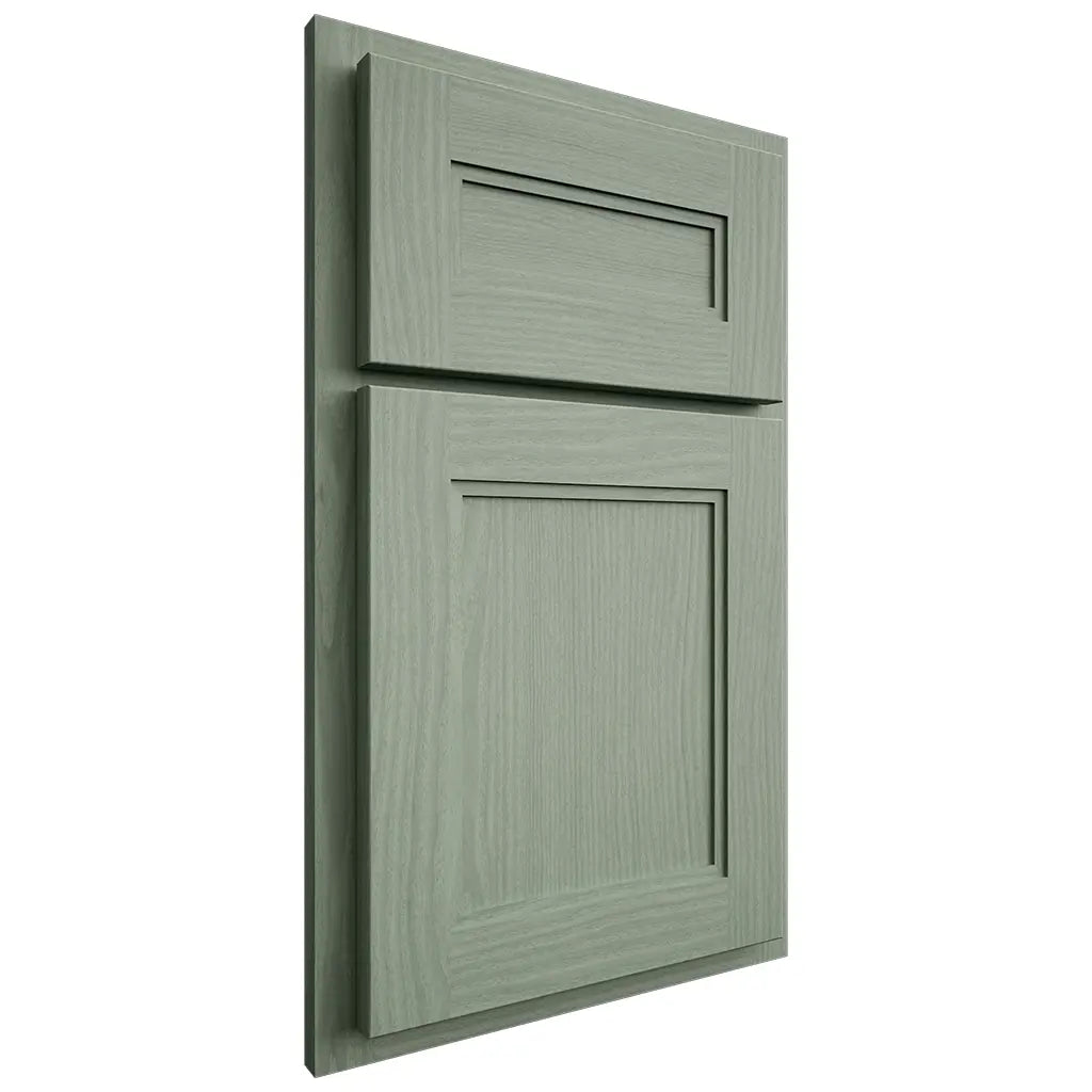 Shiloh Cabinetry Partial Overlay Scottsdale White Oak Plain Cut Moss Door