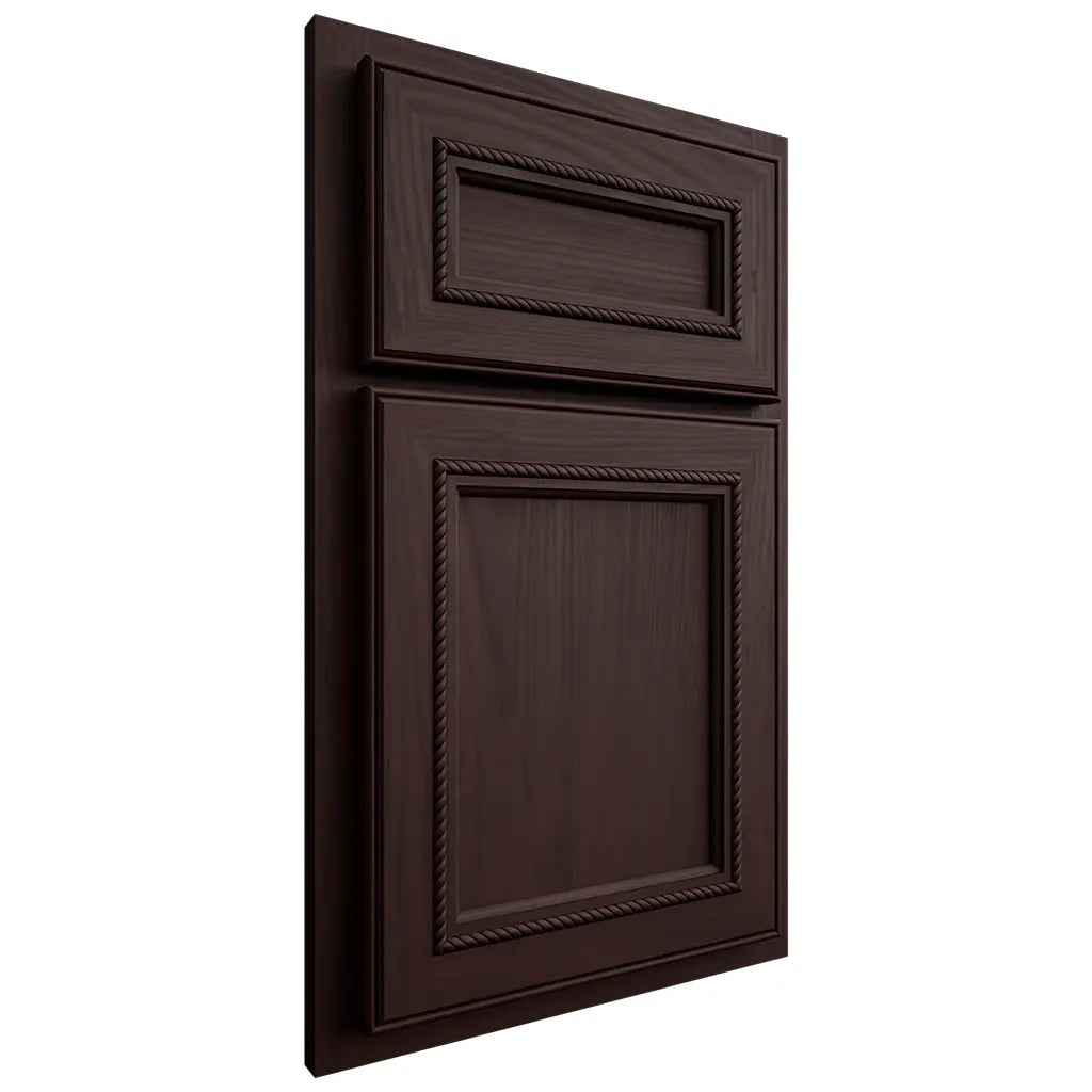 Shiloh Cabinetry Partial Overlay Shelby Alder Plain Cut Bistre Door