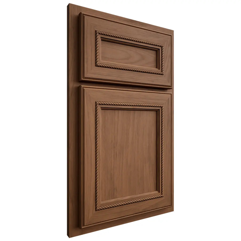 Shiloh Cabinetry Partial Overlay Shelby Alder Plain Cut Walnut Door