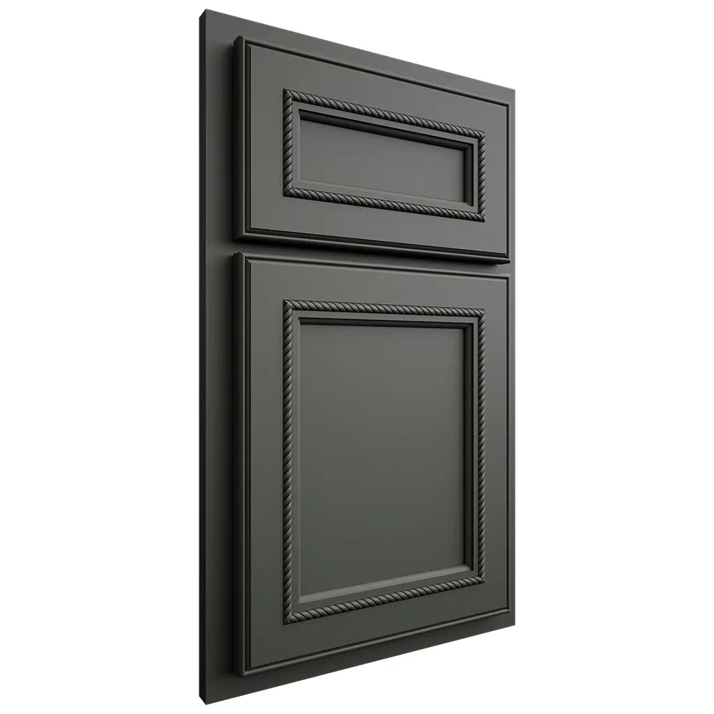 Shiloh Cabinetry Partial Overlay Shelby Paintable Pewter Green Door