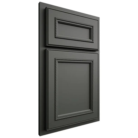 Shiloh Cabinetry Partial Overlay Shelby Paintable Pewter Green Door