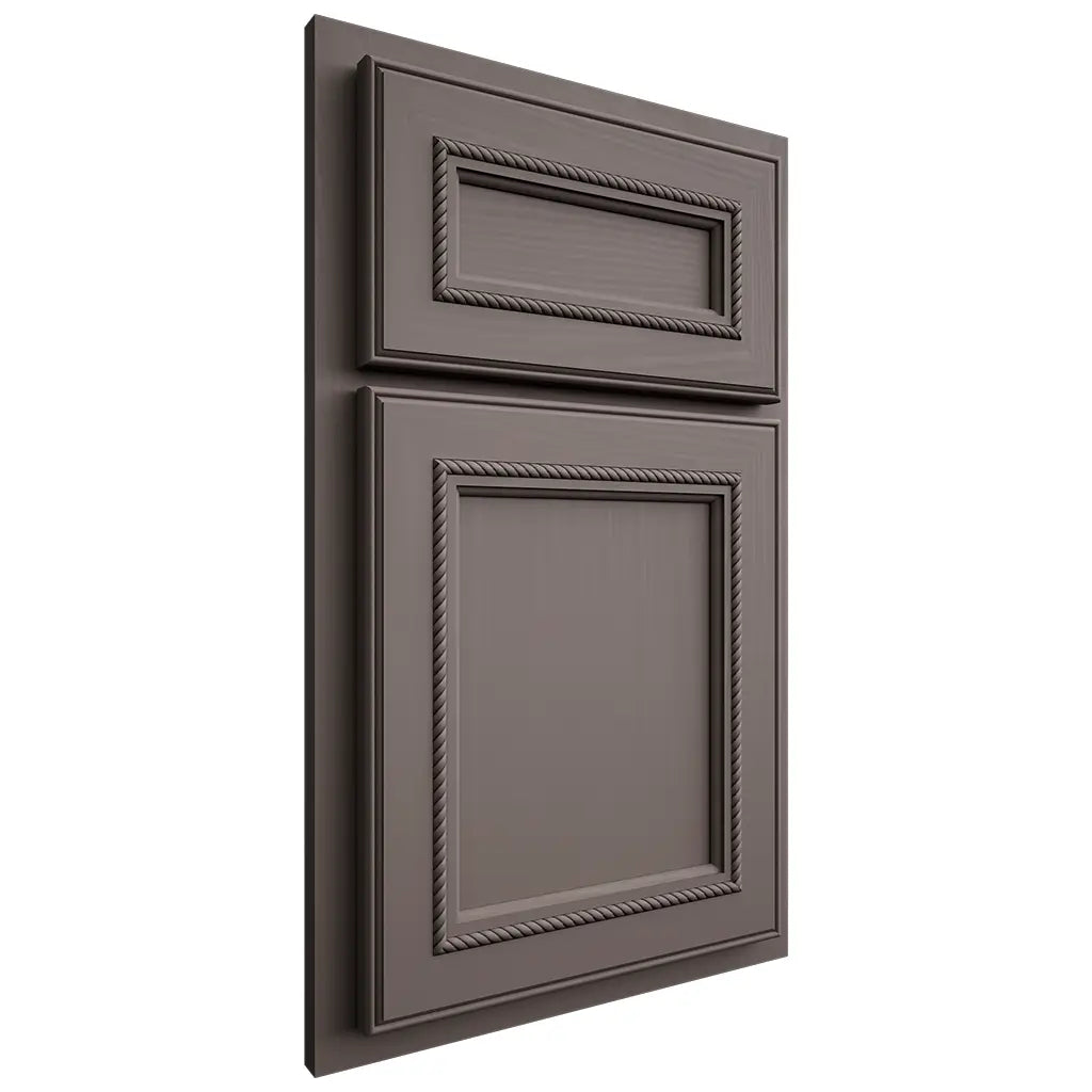Shiloh Cabinetry Partial Overlay Shelby Poplar Plain Cut Heatherstone Door