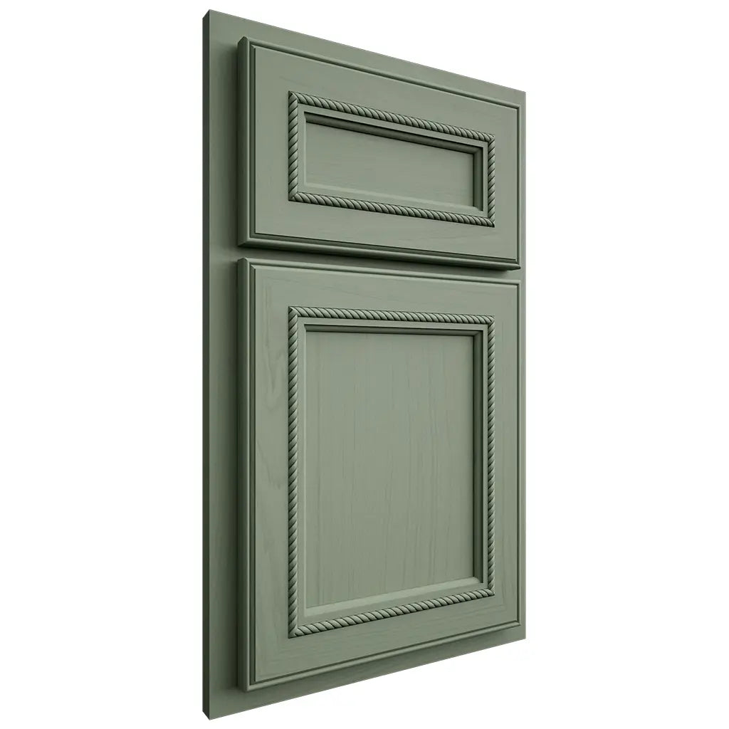 Shiloh Cabinetry Partial Overlay Shelby Poplar Plain Cut Moss Door