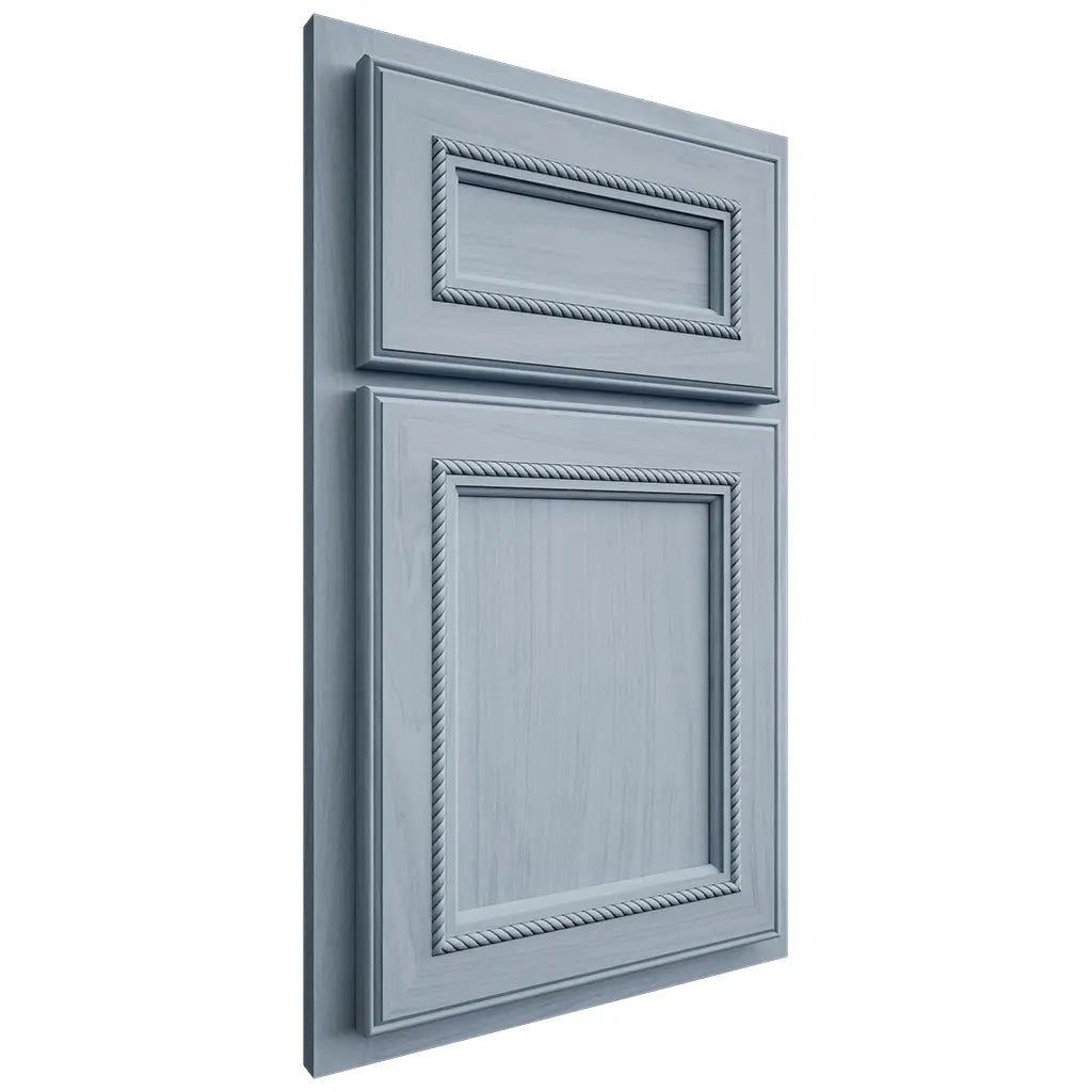 Shiloh Cabinetry Partial Overlay Shelby Poplar Plain Cut Sky Door